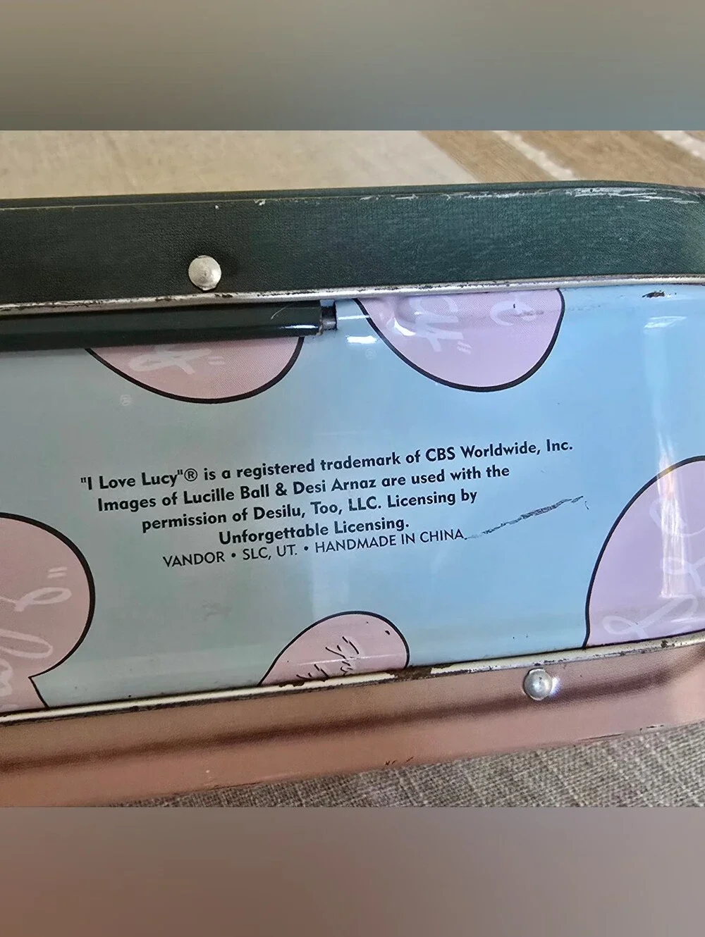 I Love Lucy and Ethel Chocolate Factory Tin Tote Lunch Box Used Vandor Vintage